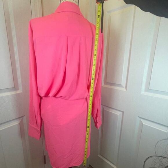 ESSENTIEL ANTWERP MINI DRESS DORSEY TWIST FRONT COLLARED DRAPED SZ 6 HOT PINKC - Picture 10 of 16